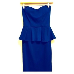 Blue Sleeveless Mini-Dress, Peplum & Pencil Skirt
